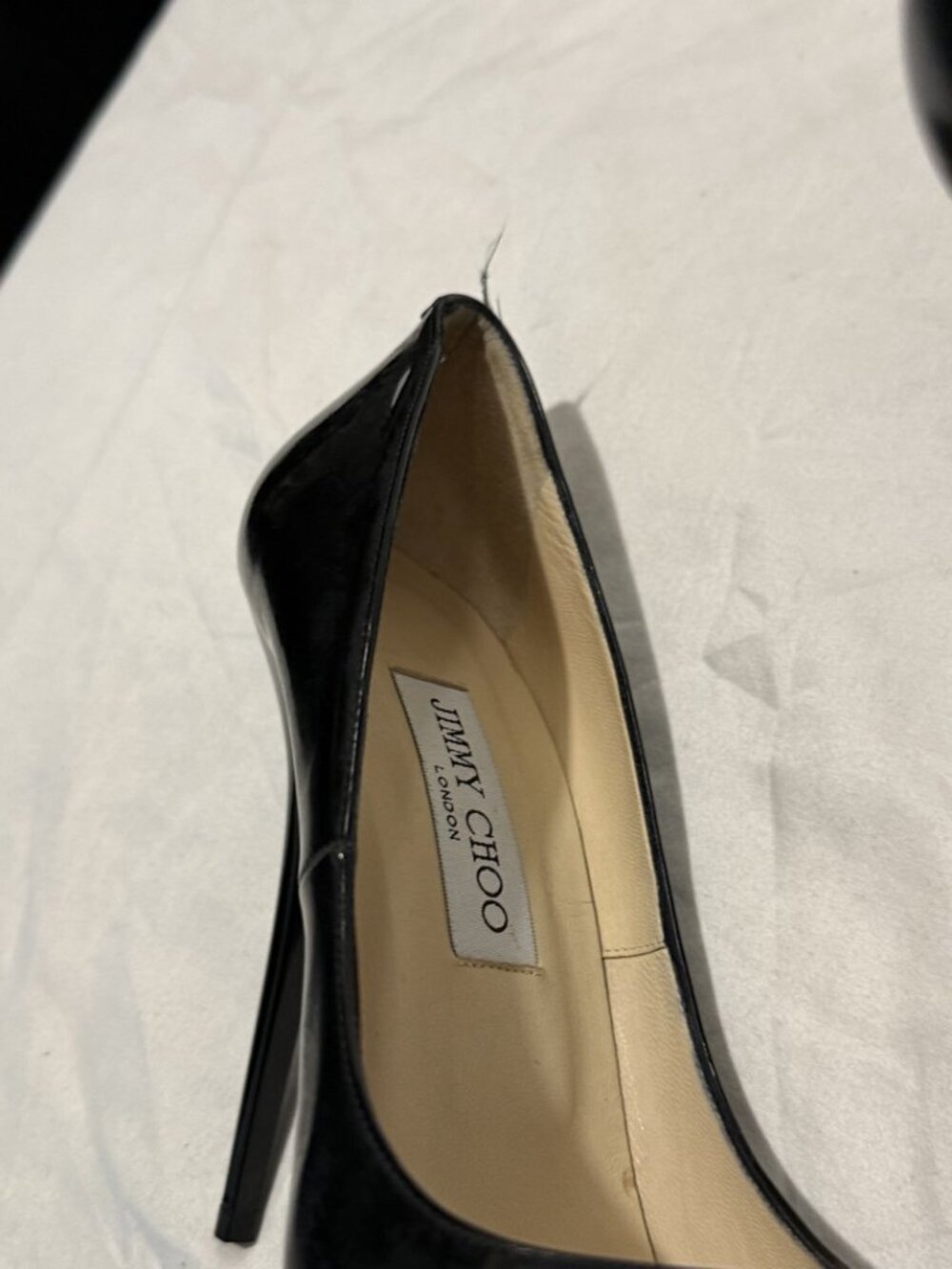 Jimmy Choo Anouk 120 Black Patent Pointed Toe Stiletto Pump EU 40 Italy - Picture 4 of 9